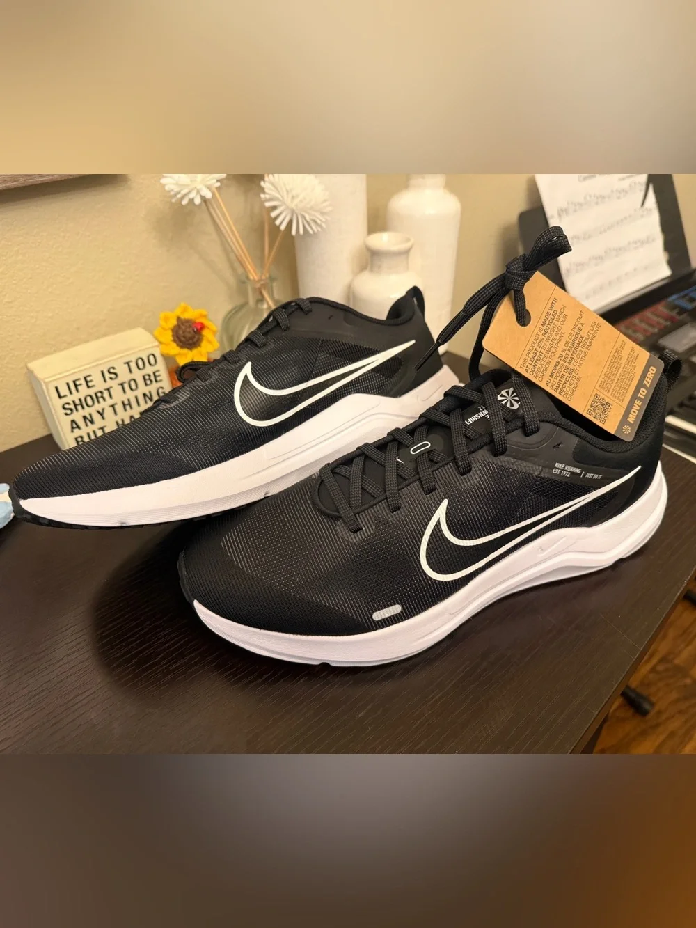 Nike Black White Downshifter 12 Mens Size 11 New NIB